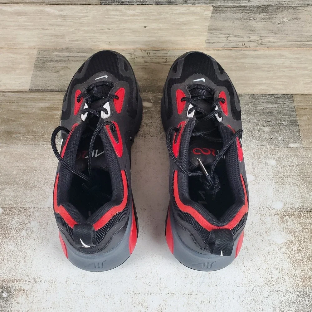Nike Air Max 200 Mens Shoes Sz 8 Athletic Black University Red Lace Up Sneakers